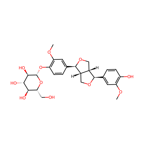 (+)松脂素-β-D-吡喃葡萄糖苷结构图