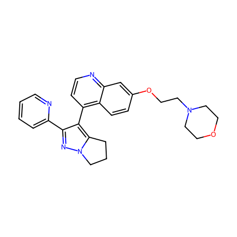 4-[5,6-二氢-2-(2-吡啶基)-4H-吡咯并[1,2-b]吡唑-3-基]-7-[2-(4-吗啉基)乙氧基]喹啉结构图