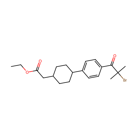 4-[4-(2-BROMO-2-METHYL-1-OXOPROPYL)PHENYL]-CYCLOHEXANEACETIC ACID ETHYL ESTER结构图