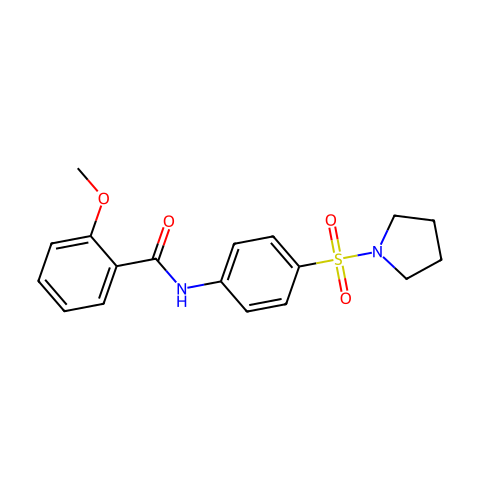 2-甲氧基-N-(4-(吡咯烷-1-基磺酰基)苯基)苯甲酰胺结构图