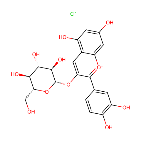矢车菊素-3-O-葡萄糖苷结构图