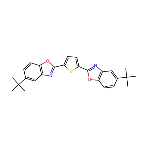 2,5-双(5-叔丁基-2-苯并恶唑基)噻吩结构图