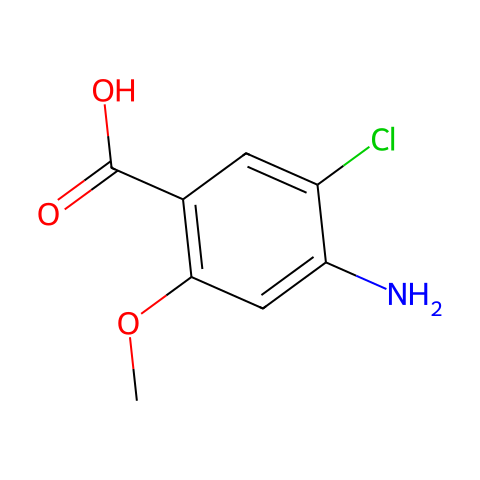4-氨基-5-氯-2-甲氧基苯甲酸结构图
