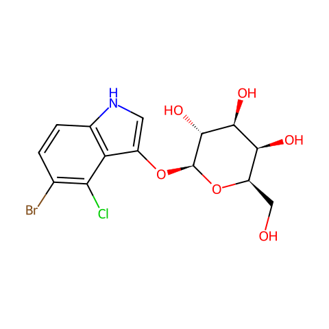 5-溴-4氯-3-吲哚-β-D-半乳糖苷结构图