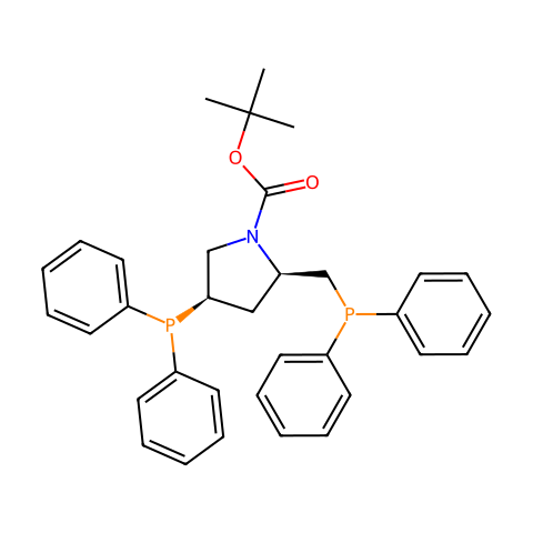 (2R,4R)-(+)-2-(二苯基膦基甲基)-4-(二苯基膦基)-N-(叔丁氧基羰基)吡咯烷结构图