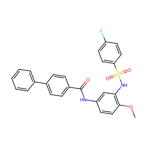 N-(3-(4-氟苯基磺酰氨基)-4-甲氧基苯基)-[1,1"-联苯]-4-甲酰胺结构图