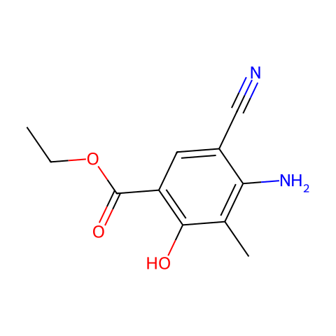 Benzoic acid, 4-amino-5-cyano-2-hydroxy-3-methyl-, ethyl ester结构图