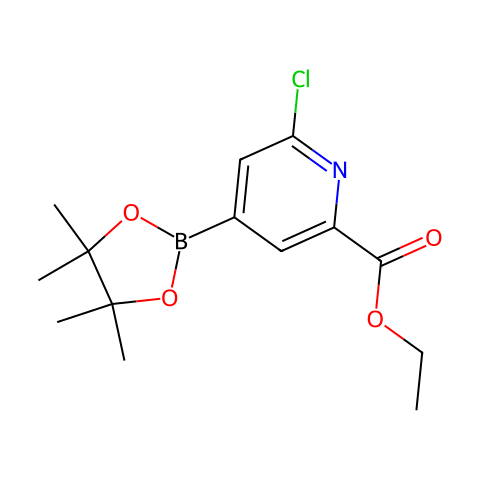 乙基6-氯-4-(4,4,5,5-四甲基-1,3,2-二氧杂环戊硼烷-2-基)-2-吡啶羧酸酯结构图