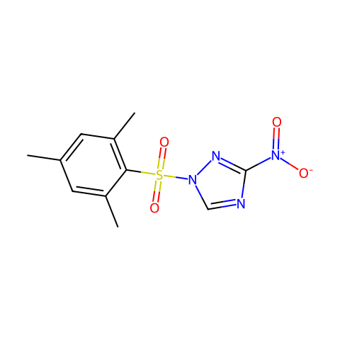 1-(均三甲苯基-2-砜基)-3-硝基-1,2,4-三唑结构图