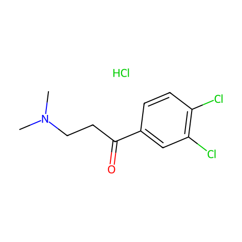 1-(3,4-二氯苯基)-3-(二甲基氨基)丙-1-酮盐酸盐结构图