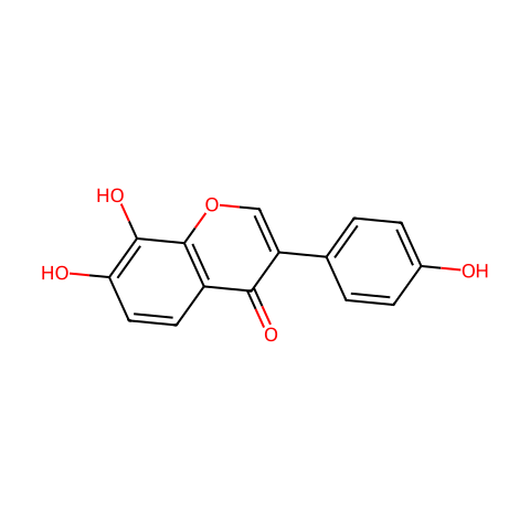 7,8-二羟基-3-(4-羟基苯基)苯并吡喃-4-酮结构图