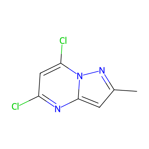 5,7-二氯-2-甲基吡唑并[1,5-A]嘧啶结构图