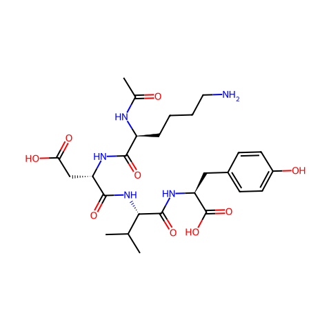 N2-乙酰基-L-赖氨酰-L-ALPHA-天冬氨酰-L-缬氨酰-L-酪氨酸结构图