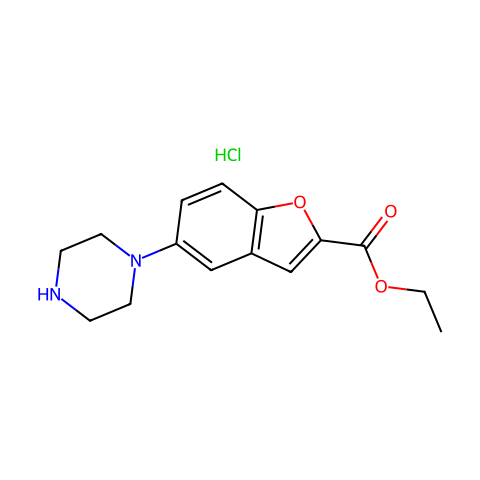 5-(1-Piperazinyl)-2-benzofurancarboxylic Acid Ethyl Ester Hydrochloride结构图