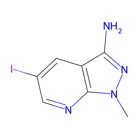 5-Iodo-1-methyl-1H-pyrazolo[3,4-b]pyridin-3-amine结构图