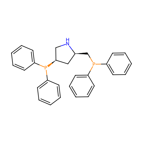 (2R,4R) - (+)-2-(二苯基膦基甲基)-4-(二苯基膦基)吡咯烷结构图