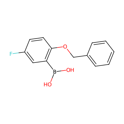 2-苄氧基-5-氟苯硼酸(含有数量不等的酸酐)结构图