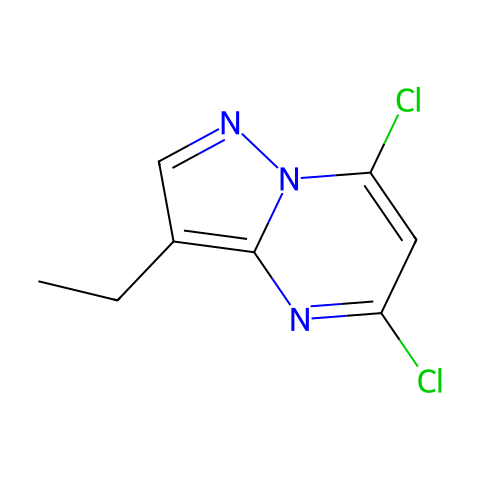 Pyrazolo[1,5-a]pyrimidine, 5,7-dichloro-3-ethyl- (9CI)结构图