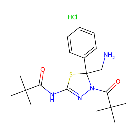 propanamide, N-[5-(aminomethyl)-4-(2,2-dimethyl-1-oxopropyl)-4,5-dihydro-5-phenyl-1,3,4-thiadiazol-2-yl]-2,2-dimethyl-, monohydr结构图