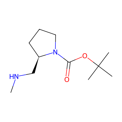 (2R)-2-[(甲基氨基)甲基]-1-吡咯烷羧酸叔丁酯结构图