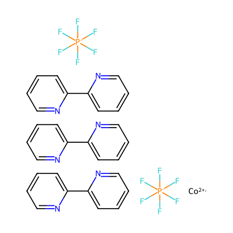 三(2,2'-二吡啶)钴(II)双(六氟磷酸盐)结构图