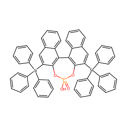 (R)-(–)-3,3′-双(三苯甲硅烷基)-1,1′-联萘-2,2′-二酚磷酸酯结构图