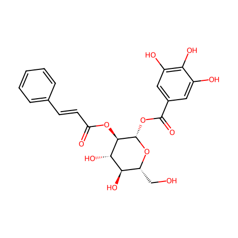 2-O-肉桂酰基-1-O-没食子酰基-β-D-葡萄糖苷结构图