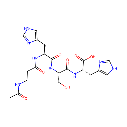N-乙酰基-BETA-丙氨酰-L-组氨酰-L-丝氨酰-L-组氨酸结构图