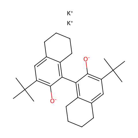 (1S)-3,3'-二叔丁基-5,5',6,6',7,7',8,8'-八氢-1,1'-联萘-2,2'-二醇二钾盐结构图