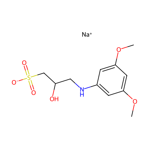 N-(2-羟基-3-磺丙基)-3'5-二甲氧基苯胺钠盐结构图