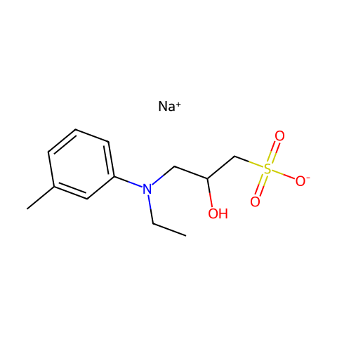 N-乙基-N-(2-羟基-3-磺丙基)-3-甲基苯胺钠盐结构图