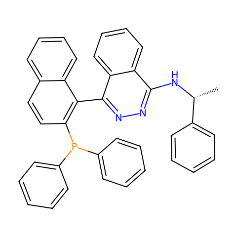 (S)-4-[2-(二苯基膦)-1-萘]-N-[(R)-1-苯乙基]-1-二氮杂萘胺结构图