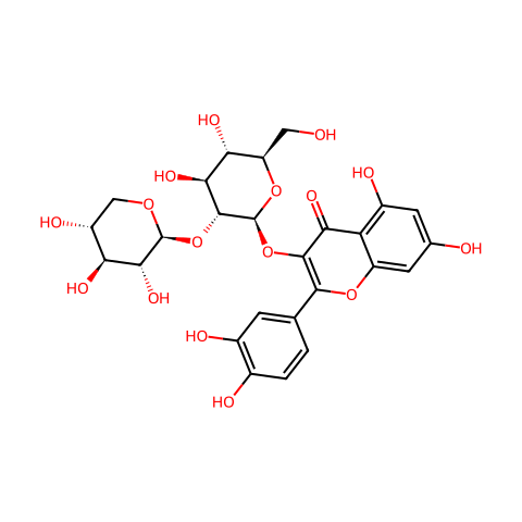 槲皮素-3-O-木糖(1-2)葡萄糖结构图