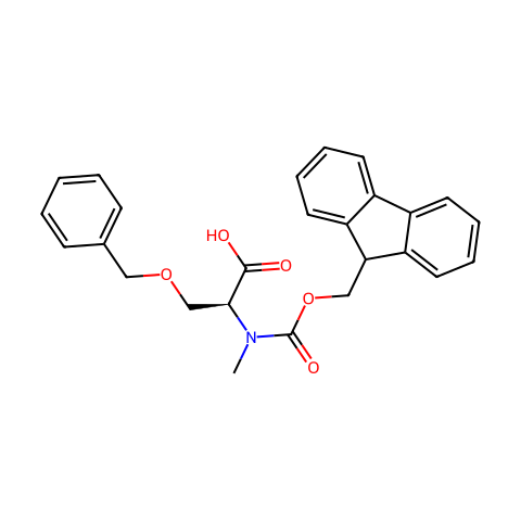 N-(9-芴甲氧羰酰基)-N-甲基-O-苄基-L-丝氨酸结构图