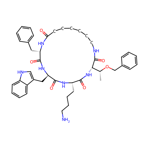 C[AMINOHEPTANOYL-PHE-DTRP-LYS-THR: BZL]结构图