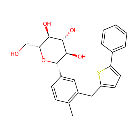 D-Glucitol, 1,5-anhydro-1-C-[4-methyl-3-[(5-phenyl-2-thienyl)methyl]phenyl]-, (1S)-结构图
