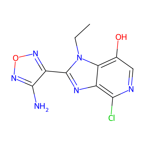 2-(4-amino-1,2,5-oxadiazol-3-yl)-4-chloro-1-ethyl-1H-imidazo[4,5-c]pyridin-7-ol结构图