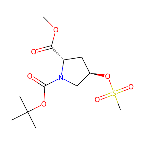 (2S,4R)-BOC-Γ-甲磺酰基氧甲基脯氨酸甲酯结构图