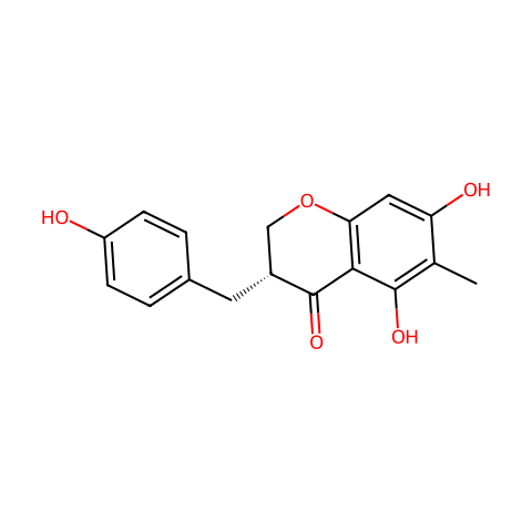 (3R)-5,7-Dihydroxy-6-methyl-3-(4'-hydroxybenzyl)chroman-4-one结构图