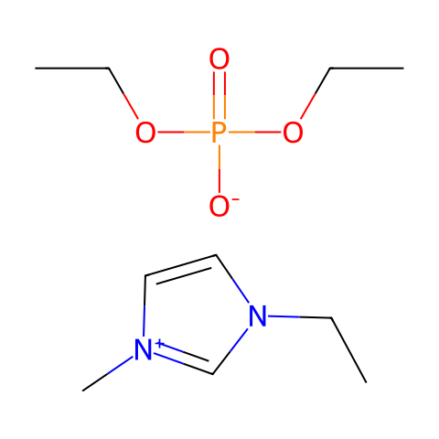 1-乙基-3-甲基咪唑二乙基磷酸盐（EMIMDEP）结构图