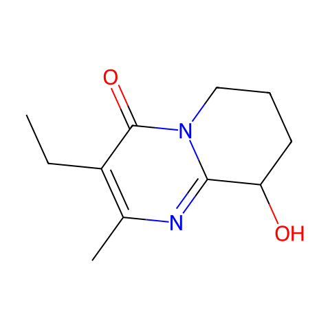 3-Ethyl-6,7,8,9-tetrahydro-9-hydroxy-2-methyl-4H-pyrido[1,2-a]pyrimidin-4-one结构图
