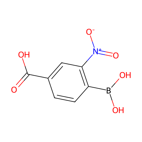 4-羧基-2-硝基苯硼酸 (含有数量不等的酸酐)结构图