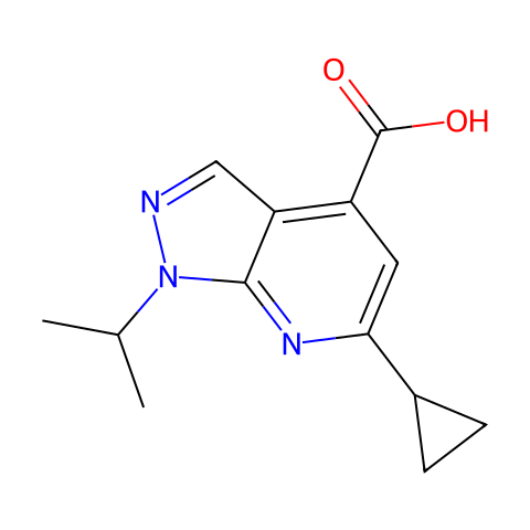 6-环丙基-1-异丙基-1H-吡唑并[3,4-b]吡啶-4-羧酸结构图