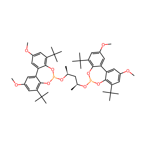 (-)-6,6'-{[(1S,3S)-1,3-二甲基-1,3-丙二基]双(氧基)}双[4,8-双(叔丁基)-2,10-二甲氧基-联苯并[D,F][1,3,2]二氧磷杂环戊烷]结构图