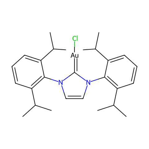1,3-双(2,6-二-异丙基苯基)亚氨唑-2-金(I)氯结构图