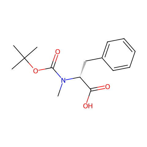N-叔丁氧羰基-N-甲基-D-苯丙氨酸结构图