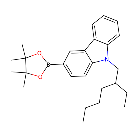 9-(2-乙基己基)-3-(4,4,5,5-四甲基-1,3,2-二氧杂环戊硼烷-2-基)-9H-咔唑结构图