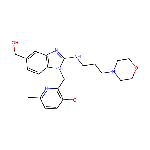 2-((5-(hydroxyMethyl)-2-((3-Morpholinopropyl)aMino)-1H-benzo[d]iMidazol-1-yl)Methyl)-6-Methylpyridin-3-ol结构图