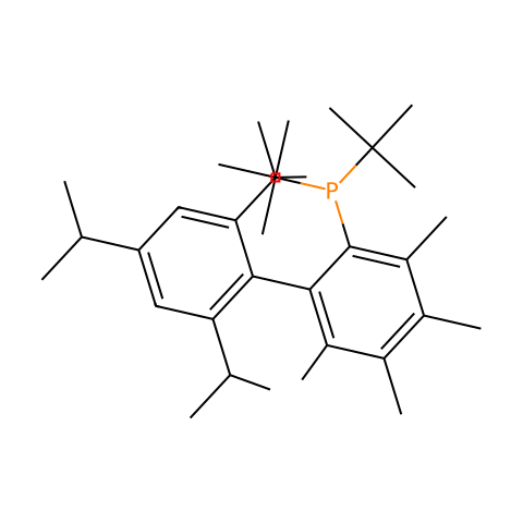 2-二叔丁基膦-3,4,5,6-四甲基-2′,4′,6′-三异丙基-1,1′-联苯结构图