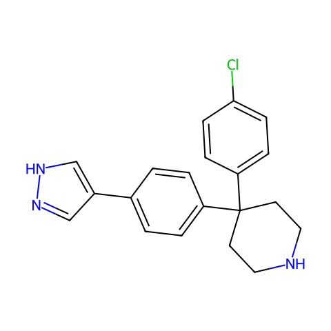 4-(4-氯苯基)-4-[4-(1H-吡唑-4-基)苯基]哌啶(AT7867)结构图